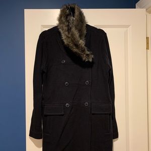 CAbi sweater coat w/ removable fur collar size M